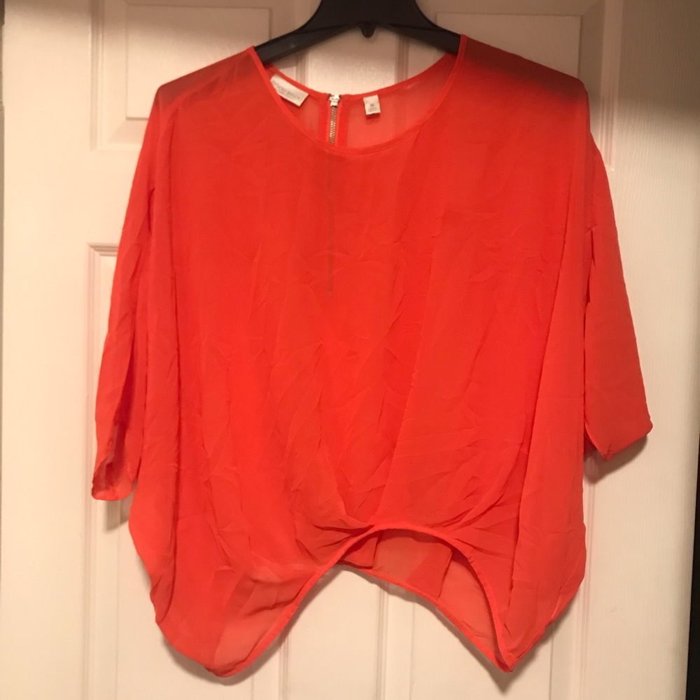 High low bright orange sheer top. Like new